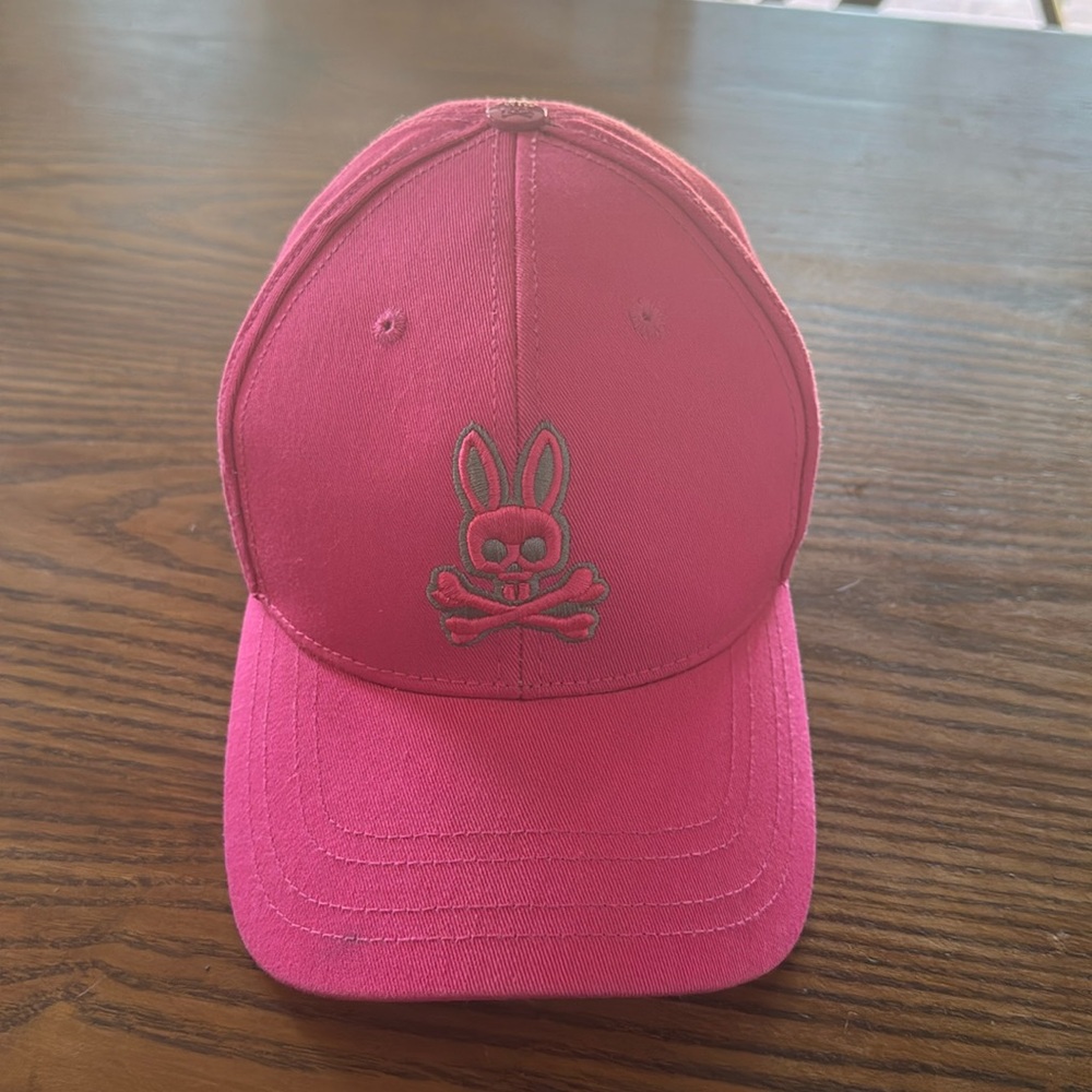 Pink psycho bunny strapback hat